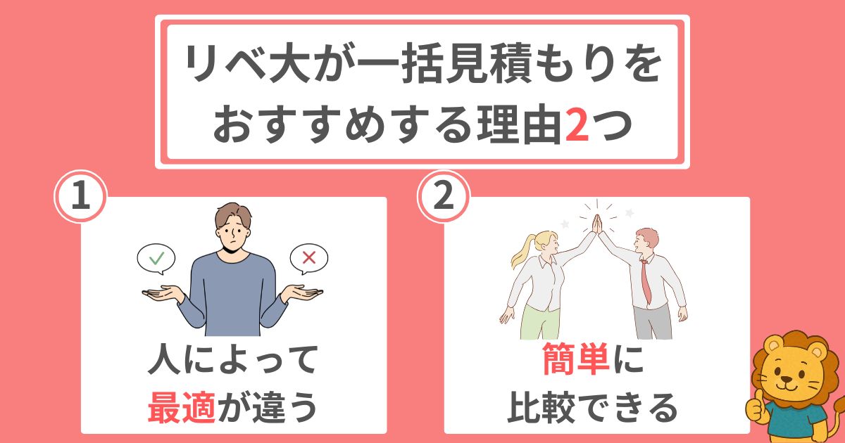 リベ大が一括見積もりをおすすめする理由
